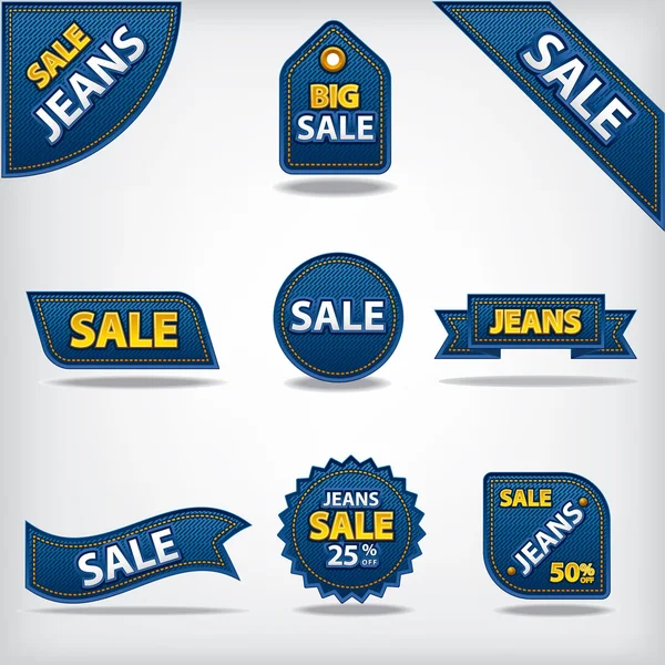 Jeans verkoop labels en stickers — Stockvector