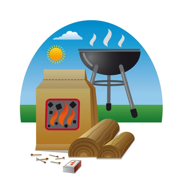 Legna da ardere per barbecue — Vettoriale Stock