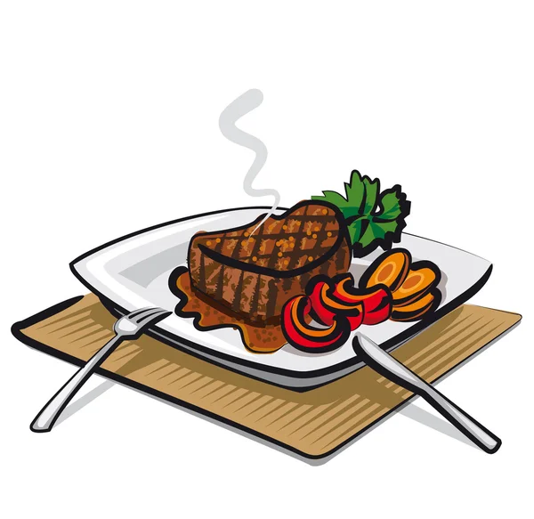 Grilled beef steak — Stock Vector