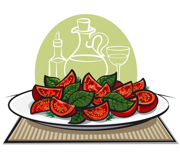 Ensalada fresca con tomates — Vector de stock