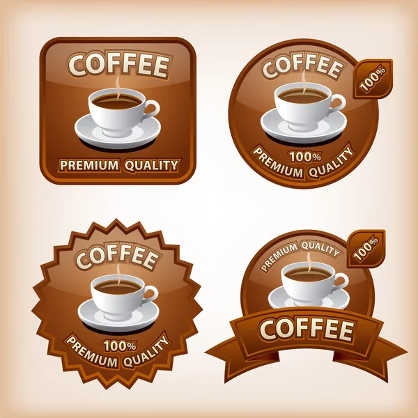 Iconos brillantes de café — Vector de stock