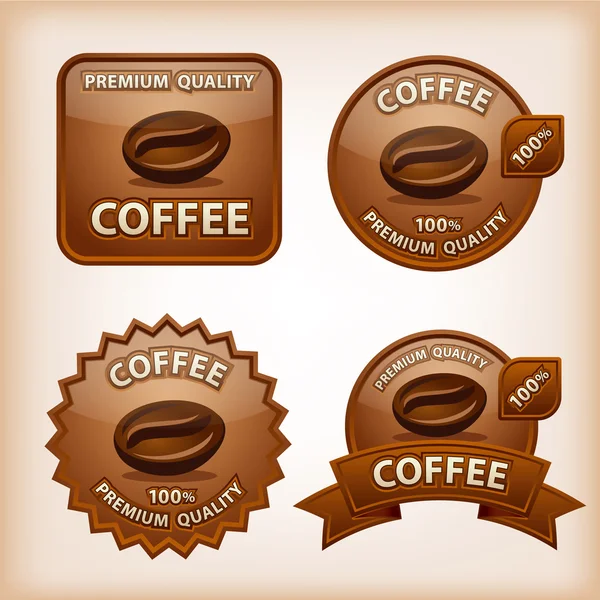 Café etiquetas brillantes — Vector de stock