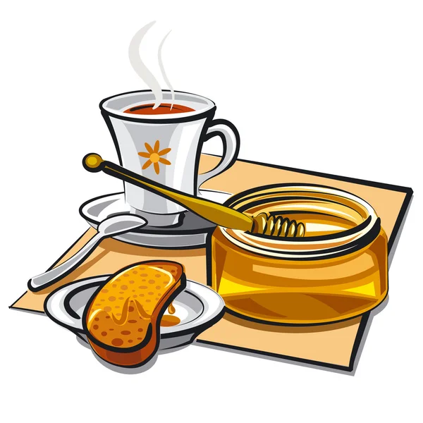 Мед и чай — стоковый вектор