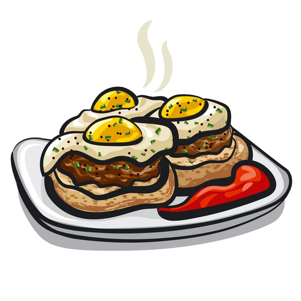 Chuletas con huevos — Vector de stock