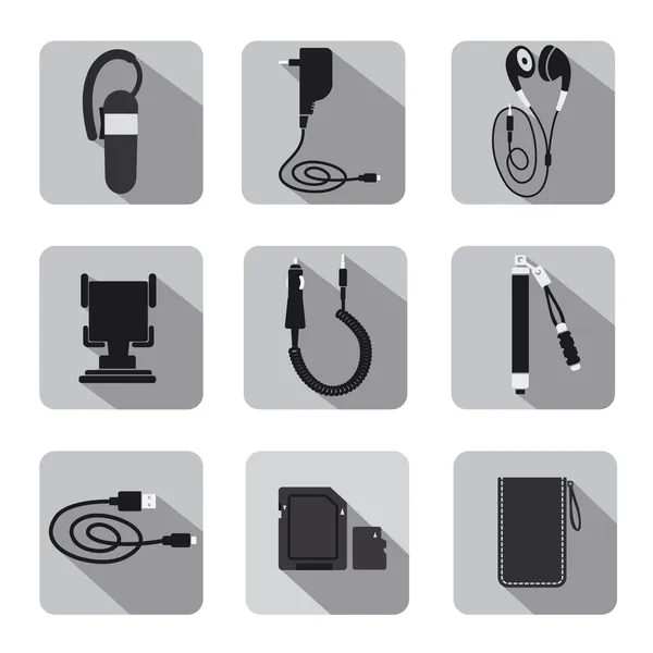 Conjunto de iconos de accesorios móviles — Vector de stock