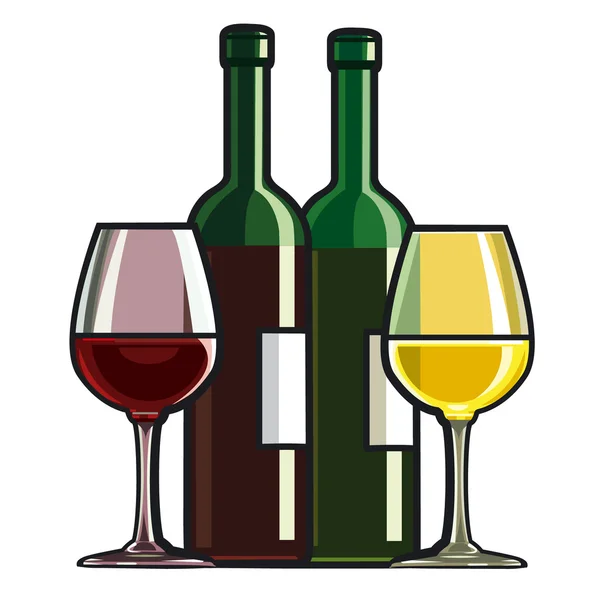 红酒和白葡萄酒 — 图库矢量图片
