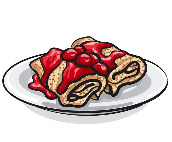 Pannenkoeken met cherry jam — Stockvector