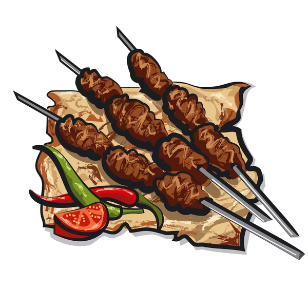 Grilled kebab — Stock Vector