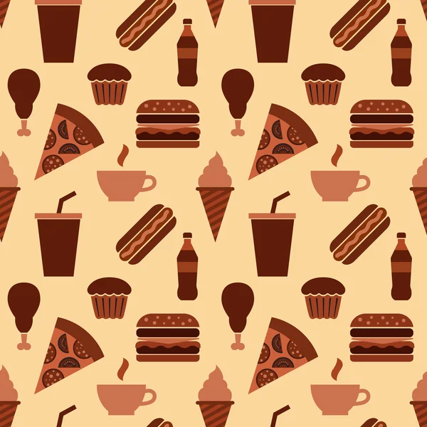 Patrón de comida rápida sin costuras — Archivo Imágenes Vectoriales