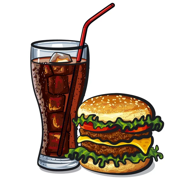 Hamburger ve cola — Stok Vektör