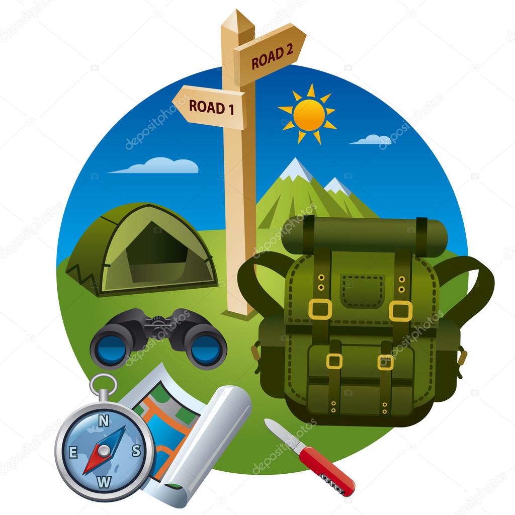 hiking icon concept