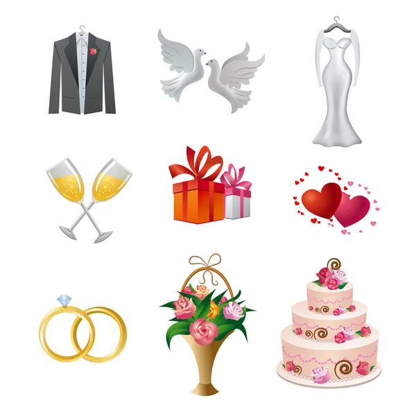 Set für Hochzeitssymbole — Stockvektor