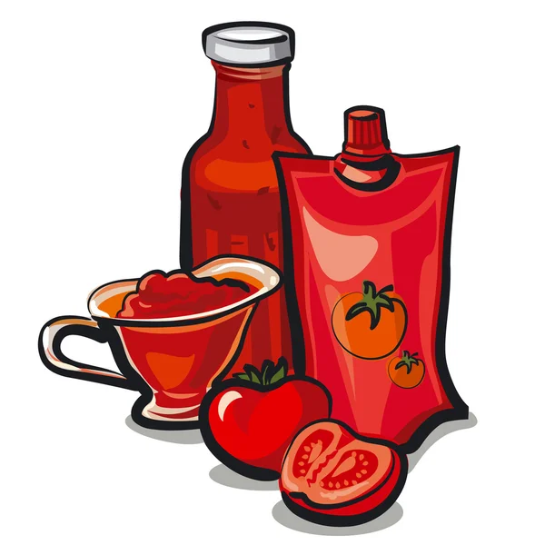 Mártással és ketchup — Stock Vector