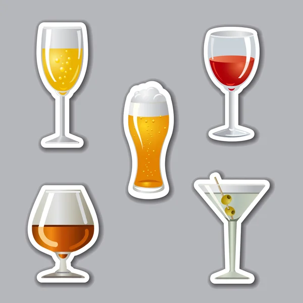 Alcohol drinks stickers — Stock Vector