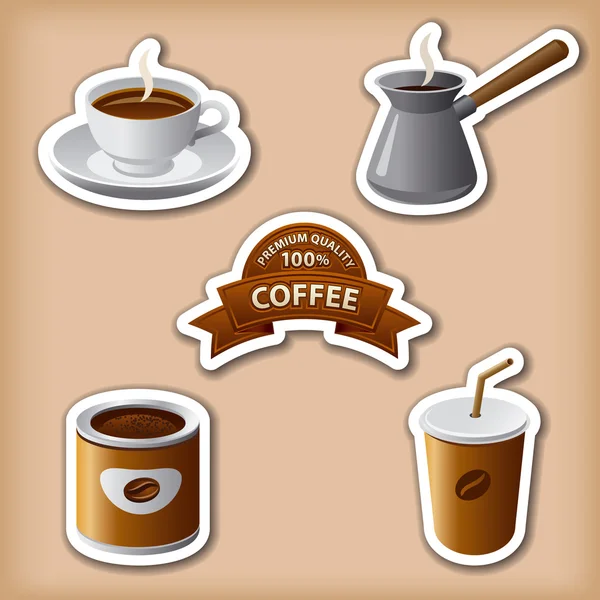 Pegatinas de café — Vector de stock