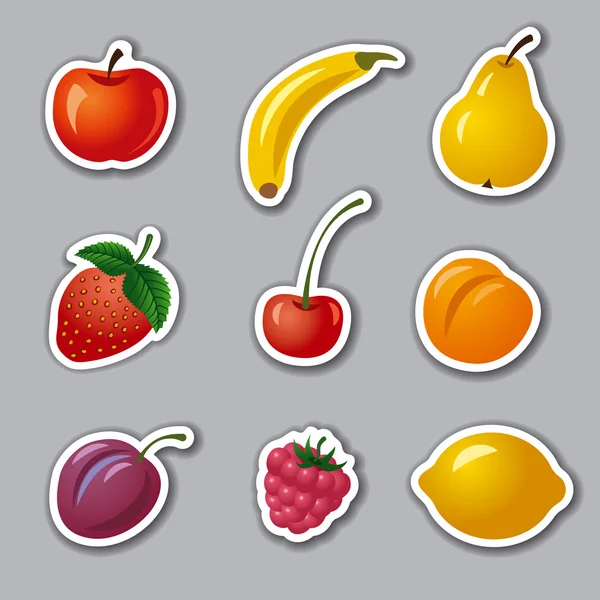 Fruit en bessen stickers — Stockvector