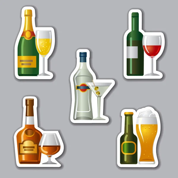 Alcohol drinks stickers — Stock Vector