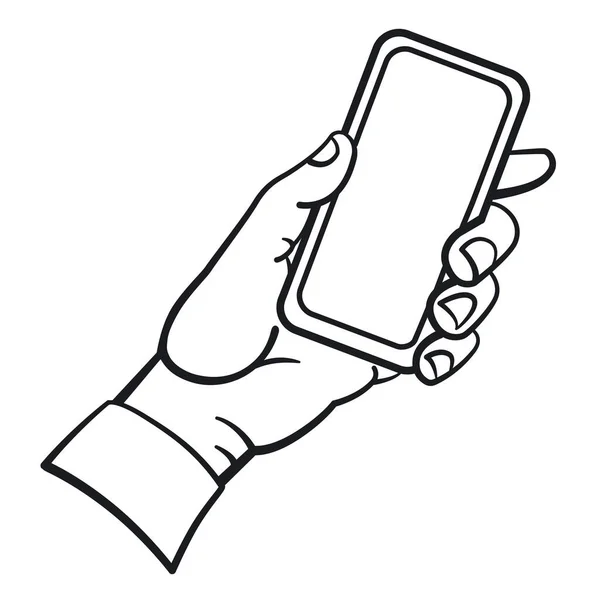 Illustration Handen Som Håller Smarttelefonen — Stock vektor