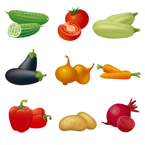 Vegetables icon set — Stock Vector