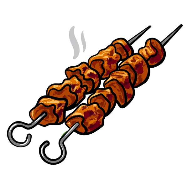 Illustration Grilled Kebab — Stock Vector