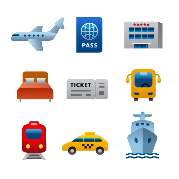 Illustration Ikonerna För Resetransport — Stock vektor
