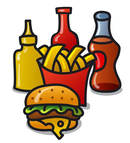 Illustration Fast Food Meal — Stock Vector