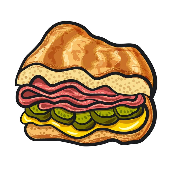 Cuban Sandwich Ham Vector Illustration Image — Stock Vector