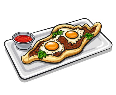 Türk yumurta tepeli düz ekmek vektör resimleme