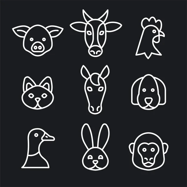 Zwierzęta Zarys Ikony Wektor Ilustracja Obraz — Wektor stockowy