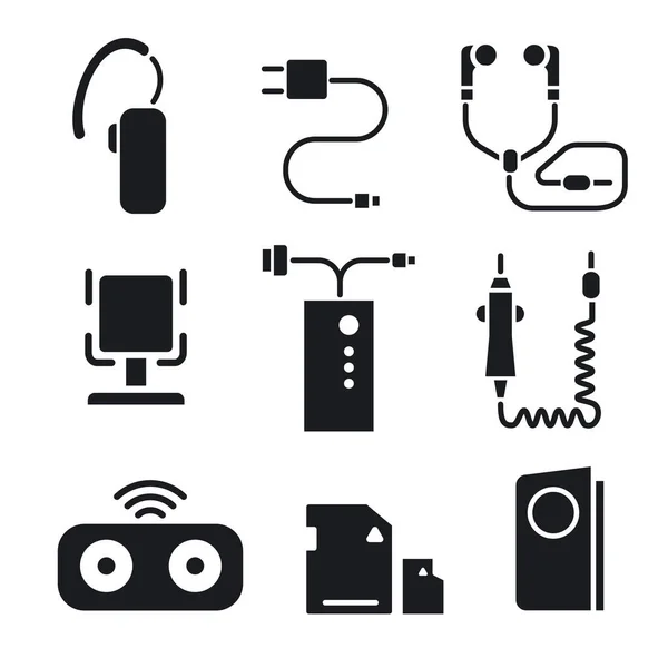 Mobiele Telefoon Accessoires Pictogrammen Vector Illustratie Afbeelding — Stockvector