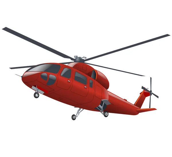 Red Helicopter Flying Vector Illustration Image Stock Vector