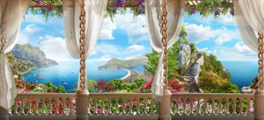 Balkondan yaz denizine bak.