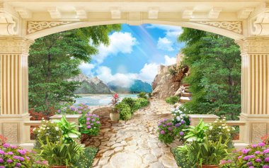 Kemer boyunca göle ve dağlara giden yola bak.