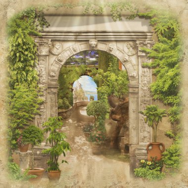 Kemer boyunca eski caddeye ve denize bak.