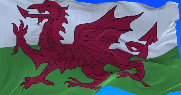 Удивительно Размахивая Валлийским Флагом Небе — стоковое фото