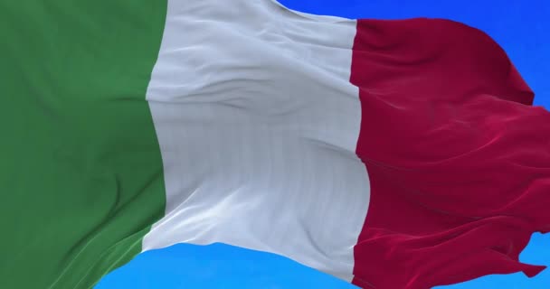 Incredibile Ciclo Grande Bandiera Italiana Sventolante — Video Stock