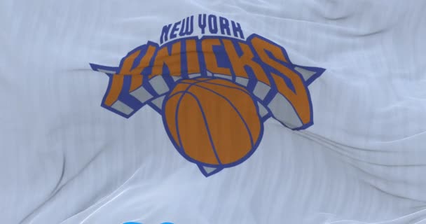 Nova Iorque Eua Março 2022 Waving Flag New York Knicks — Vídeo de Stock