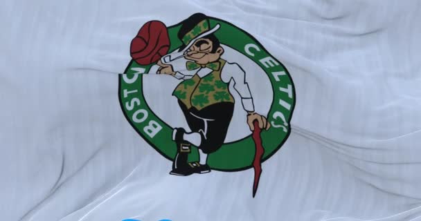 Boston Massachusetts United States March 2022 Waving Flag Boston Celtics — Stock Video