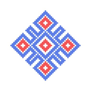   Geometrik elementlerle çapraz dikiş tasarımı