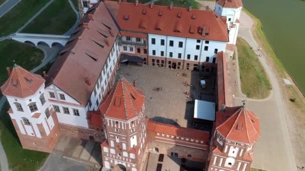 Letecký Pohled Hrad Mir Památku Architektury Unesco Běloruské Republiky Nad — Stock video