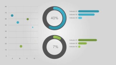 Animasyon paneli, pazarlama ve bilgi teknolojileri, grafikler, hareketli ve renkli diyagramlar, grafikler ile fütüristik kullanıcı ekranı arayüzü. Yüksek kalite 4k görüntü