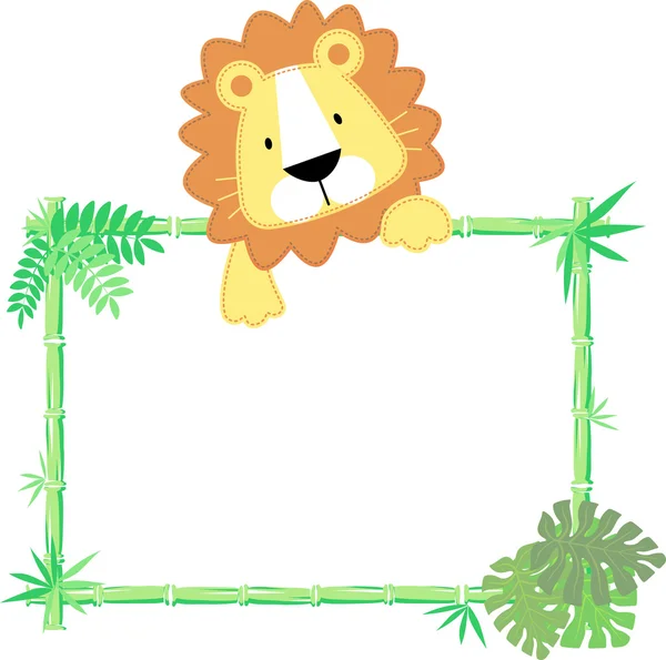 Schattige baby leeuw frame vector — Stockvector