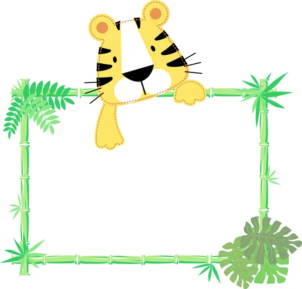 Cute baby tiger frame vector — Stock Vector