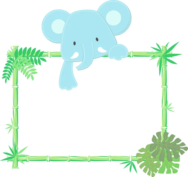 Cute baby elephant frame vector — Stock Vector