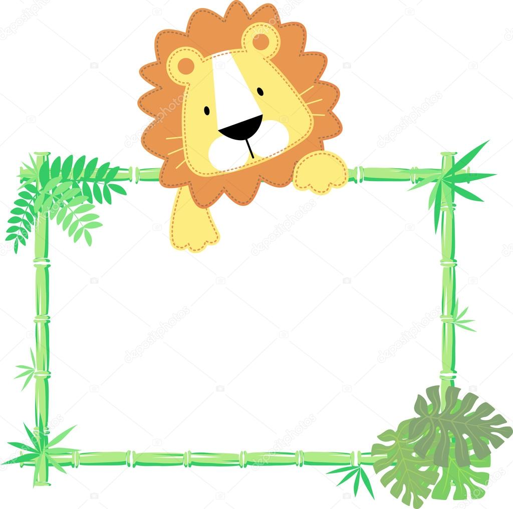 Cute baby lion frame vector