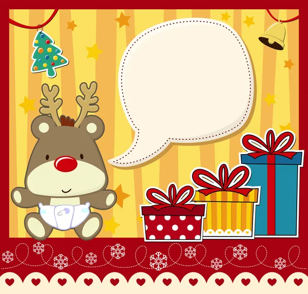 Tarjeta de Navidad bebé rudolph — Vector de stock