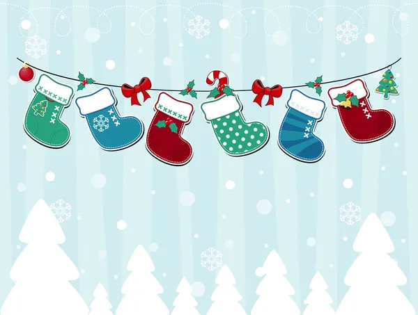 Calcetines de Navidad fondo — Vector de stock