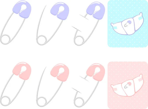 Safety pins and diaper — Stock Vector