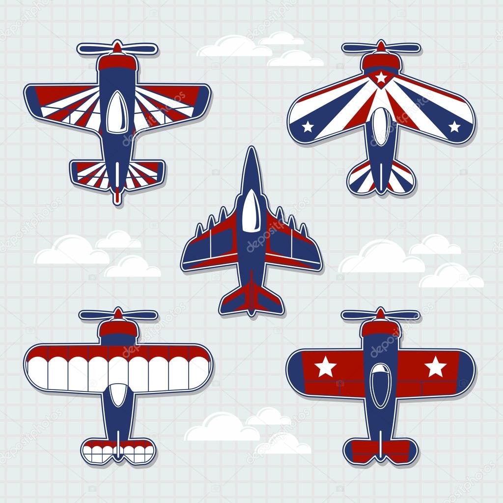 Airplanes cartoon vector collection