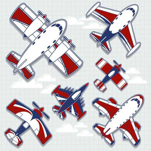 Dibujos animados aviones para la decoración infantil — Vector de stock